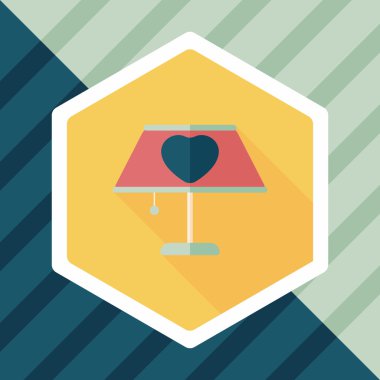 Sevgililer günü kalp lamba düz simgesi ile uzun gölge, eps10