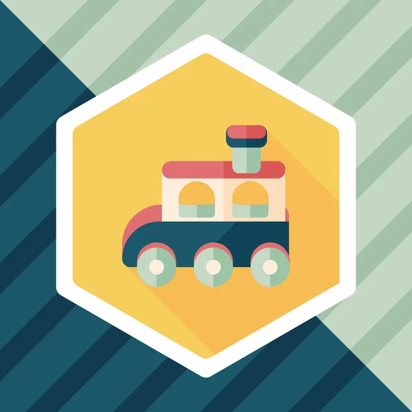 Juguete de tren icono plano con sombra larga, EPS 10 — Vector de stock