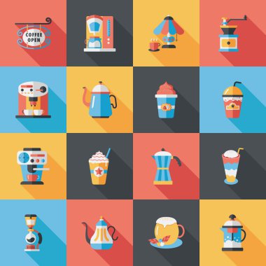 Kahve ve çay ikonu seti