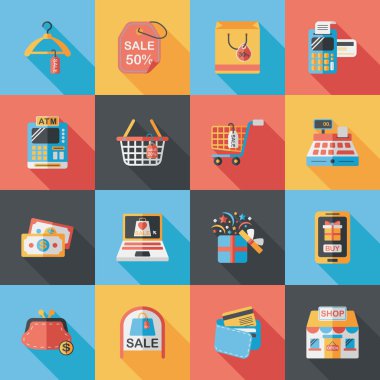 Alışveriş ve online alışveriş Icons set