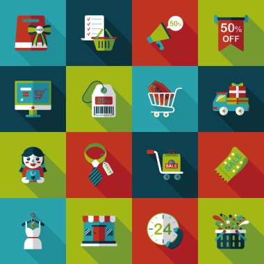 Alışveriş ve online alışveriş Icons set