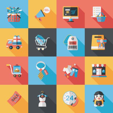 Alışveriş ve online alışveriş Icons set