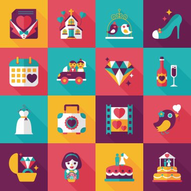 Düğün ve evlilik Icons set