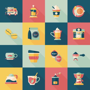 Kahve ve çay ikonu seti