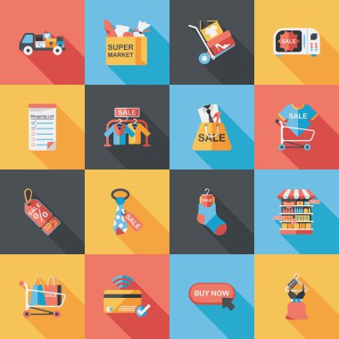 Alışveriş ve online alışveriş Icons set