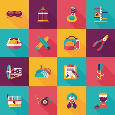 Evde beslenen hayvan ve hayvan hastalıklarıyla ilgili simgeler ayarla