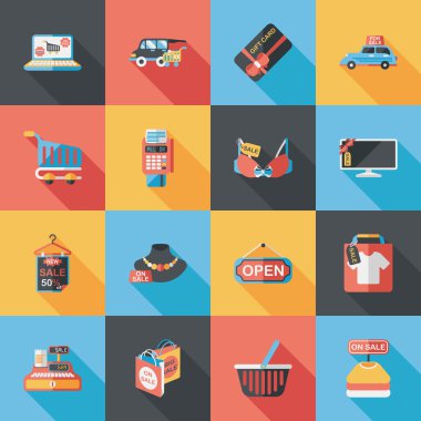 Alışveriş ve online alışveriş Icons set