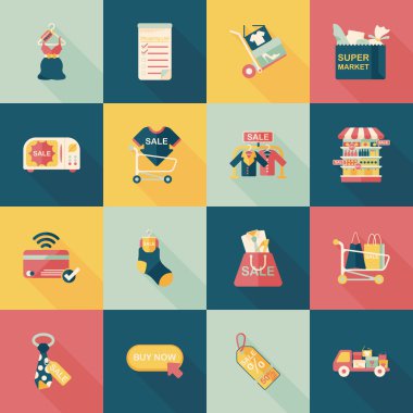 Alışveriş ve online alışveriş Icons set