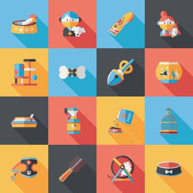 Evde beslenen hayvan ve hayvan hastalıklarıyla ilgili simgeler ayarla