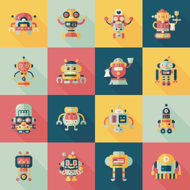 robot ve yapay zeka Icons set