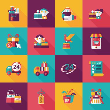 Alışveriş ve online alışveriş Icons set