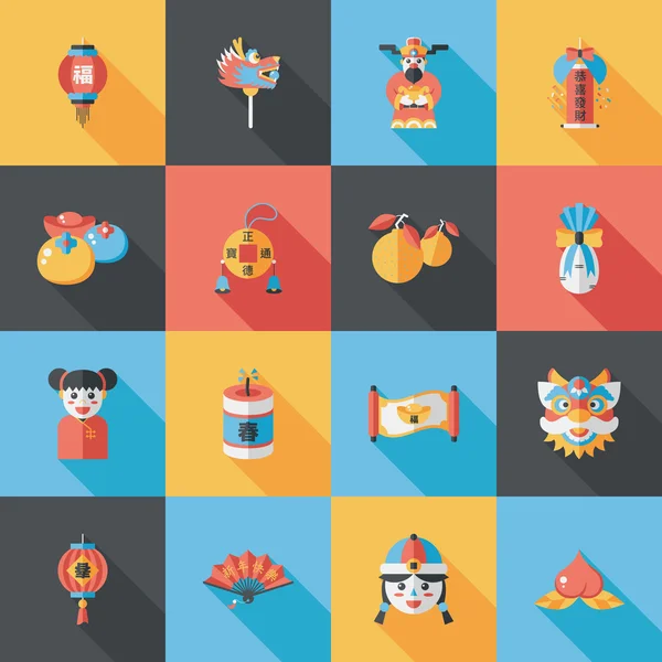 Nouvel an chinois icônes ensemble — Image vectorielle