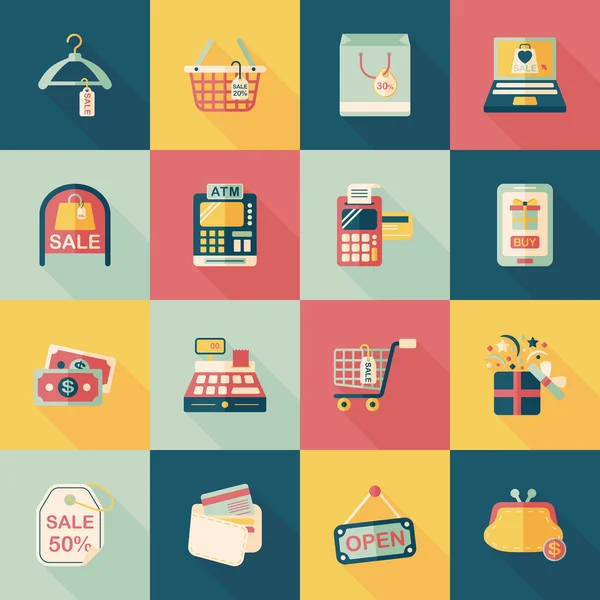 Winkelen en online winkel-pictogrammen instellen — Stockvector
