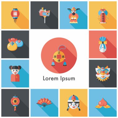 Çin yeni yılı Icons set