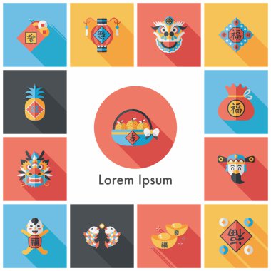 Çin yeni yılı Icons set
