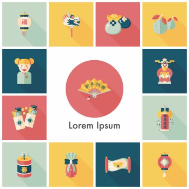 Çin yeni yılı Icons set