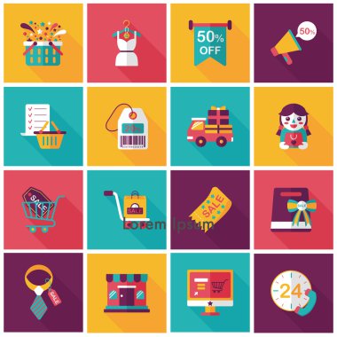 Alışveriş ve online alışveriş Icons set