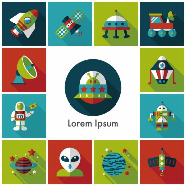 Uzay ve asyronomy Icons set