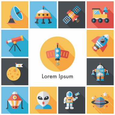 Uzay ve asyronomy Icons set