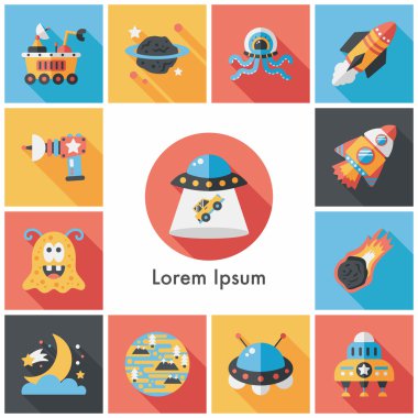 Uzay ve asyronomy Icons set