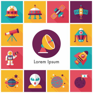 Uzay ve asyronomy Icons set
