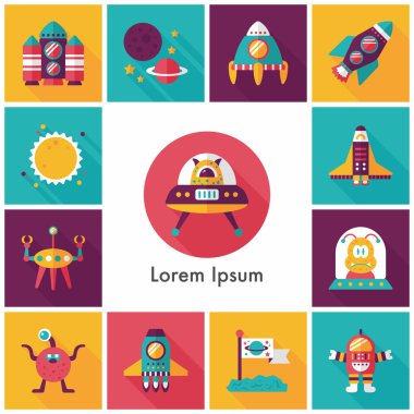 Uzay ve asyronomy Icons set