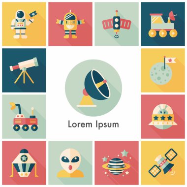 Uzay ve asyronomy Icons set