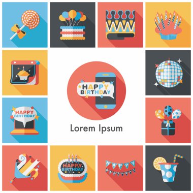 Celebration and birthday icons set clipart