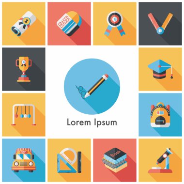 okul ve eğitim Icons set