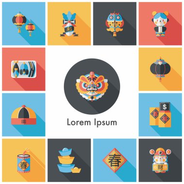 Çin yeni yılı Icons set
