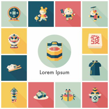 Çin yeni yılı Icons set