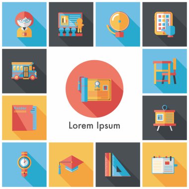 okul ve eğitim Icons set