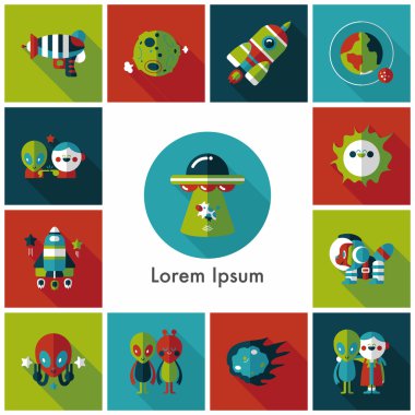 Uzay ve asyronomy Icons set