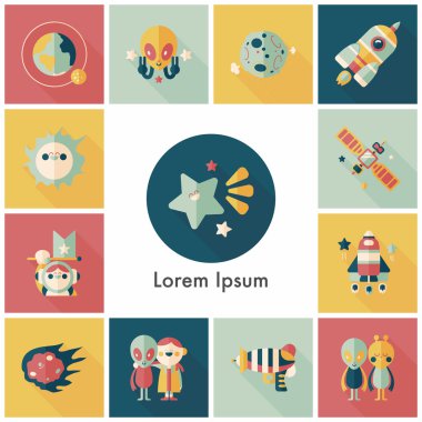 Uzay ve asyronomy Icons set