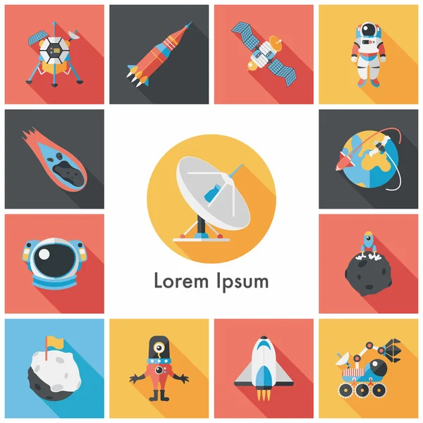 Uzay ve astronomi Icons set — Stok Vektör