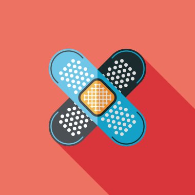 uzun gölge ile tıbbi sargı düz simgesi