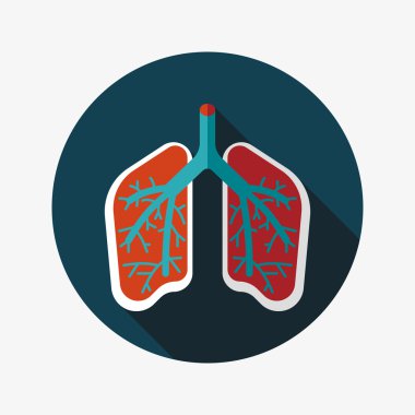 uzun gölge ile akciğerlere düz simgesi