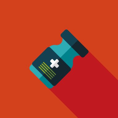 uzun gölge ile tıbbi şişe düz simgesi