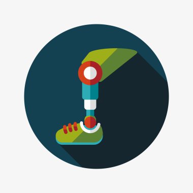 Protez bacak uzun gölge düz simgesi