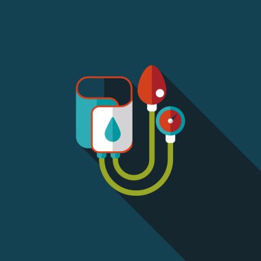 Tansiyon Aleti uzun gölge düz simgesi