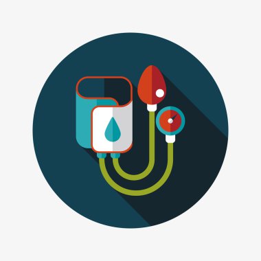 Tansiyon Aleti uzun gölge düz simgesi