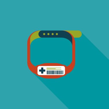 Patient ID Bracelet flat icon with long shadow