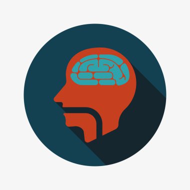 beyin uzun gölge düz simgesi