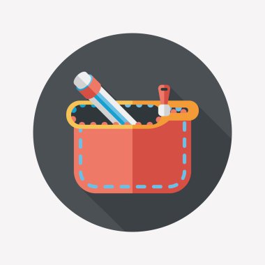 긴 그림자, eps10와 함께 연필 상자 플랫 아이콘