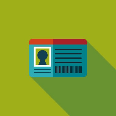 kimlik kartı ile uzun gölge düz simgesi