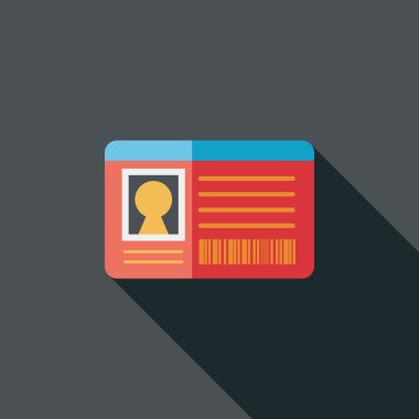 kimlik kartı ile uzun gölge düz simgesi