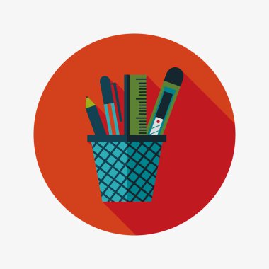 kalem tutucu düz simgesi ile uzun gölge, eps10