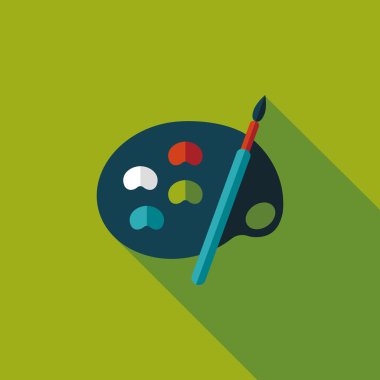 Resim paleti uzun gölge, eps 10 ile boya fırçası düz simgesi ile