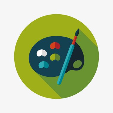 Resim paleti uzun gölge, eps 10 ile boya fırçası düz simgesi ile