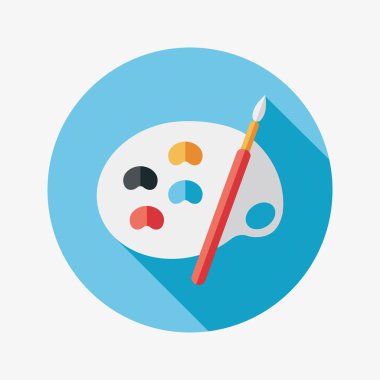 Resim paleti uzun gölge, eps 10 ile boya fırçası düz simgesi ile